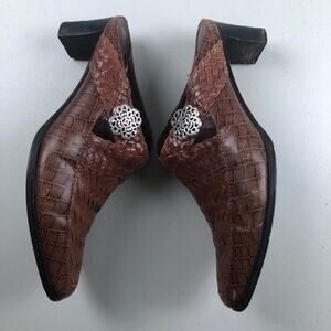 Brighton Vintage Brown Tweed Leather Mules/Clogs 8M